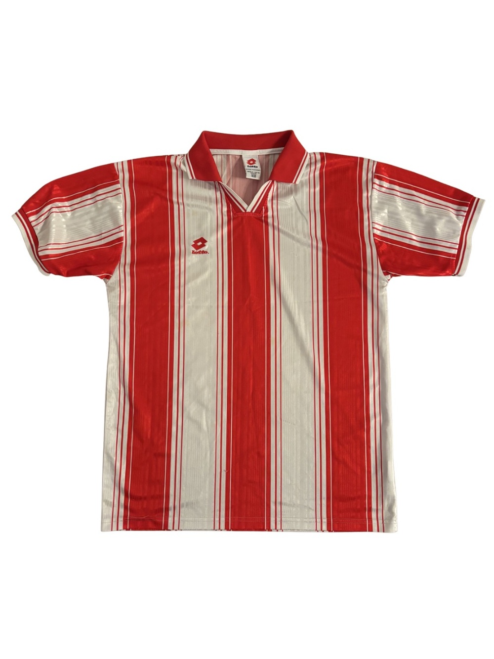 Lotto Red & White Striped Soccer Polo Jersey